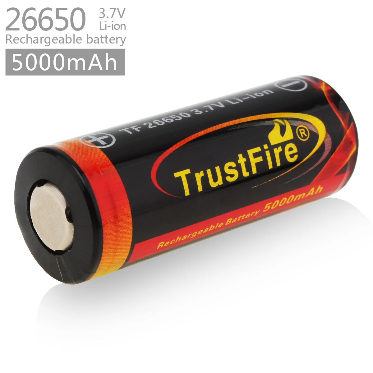 1 шт. TrustFire 3,7 V 26650 Высокое Ёмкость 5000 мА/ч, литий-ионный аккумулятор Перезаряжаемые Батарея с защитой PCB для Светодиодный фонарики Налобные