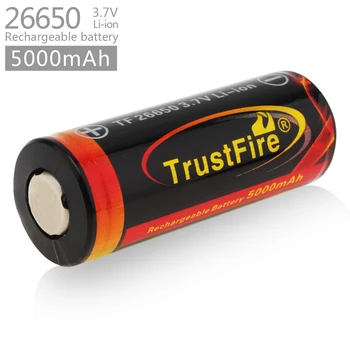 

1pcs TrustFire 3.7V 26650 High Capacity 5000mAh Li-ion Rechargeable Battery with Protected PCB for LED Flashlights Headlamps