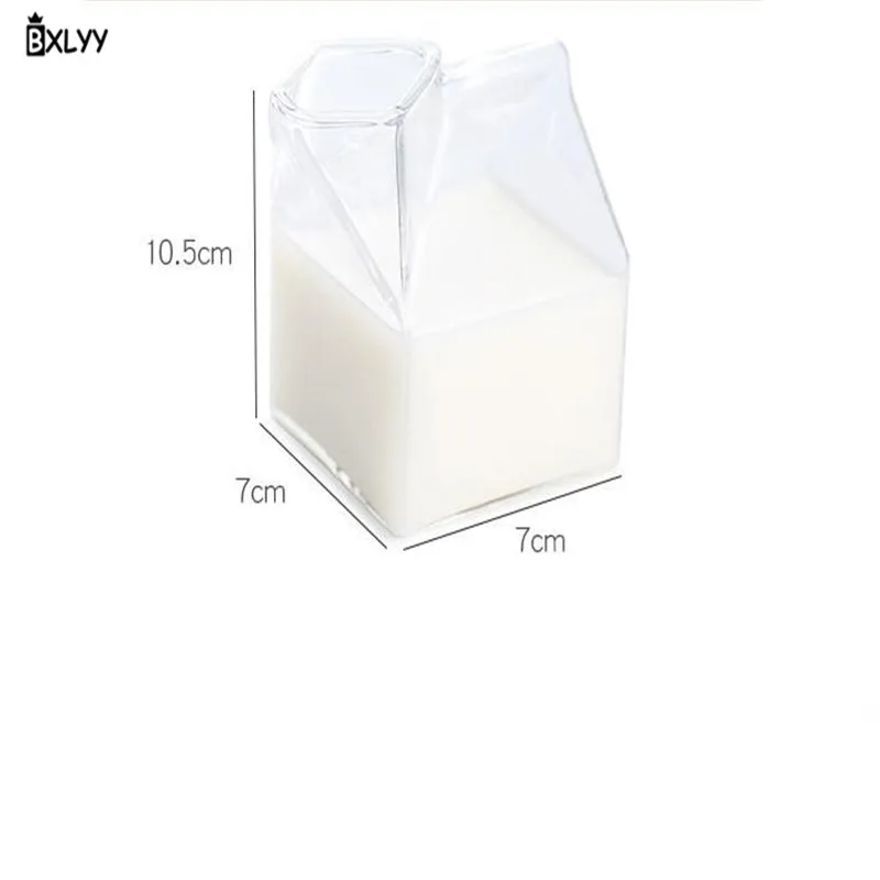 Bxlyy творческая молоко коробка с высоким квадратным Температура Стекло Стеклянная банка для молока молочный ящик бутылка для воды микроволновая печь завтрак сок Кухня Tools.8z