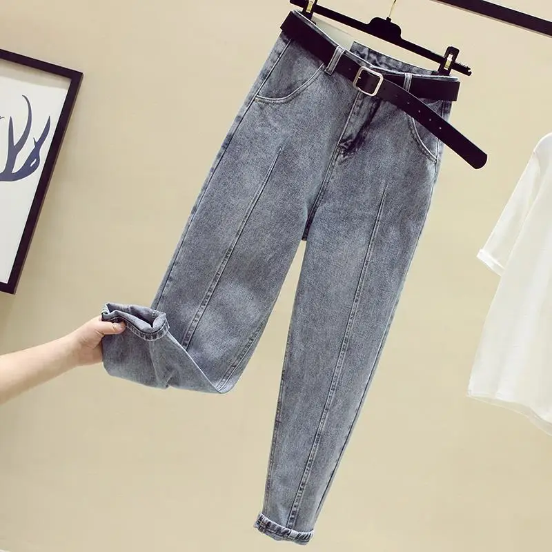 Jeans Women Pants Autumn High Waist Jean Femme Pantalon Trousers Streetwear Vintage Ankle-Length Fitness Harem Denim Pants