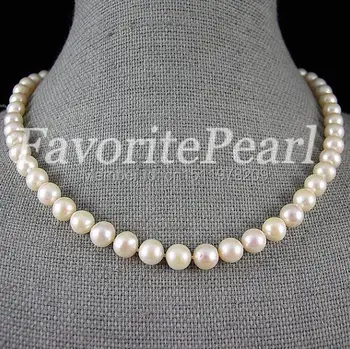

White Pearl Necklace - 8-9MM 18 Inches White Genuine Freshwater Pearl Necklace Fashion Lady's Bridesmaid Wedding Gift Jewelry