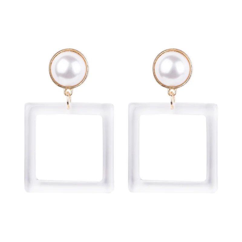 GUANLONG Trendy Resin Drop Earrings for Women Geometric Acrylic Imitation Pearl Dangling Earings Fashion Elegant Dangle Earring (1)