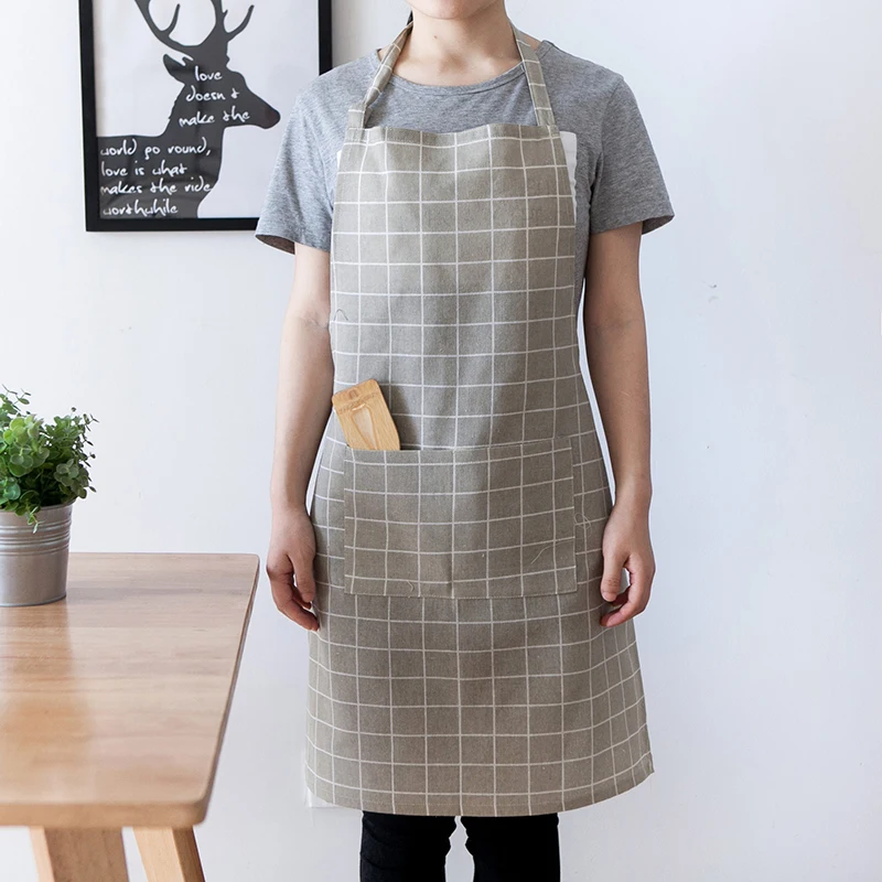 Nordic Cotton Linen Women Aprons Kitchen Restaurant Cooking Waist
