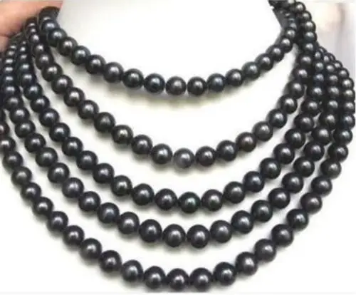 

huij 004902 7-8MM BLACK AKOYA Cultured PEARL NECKLACE 83
