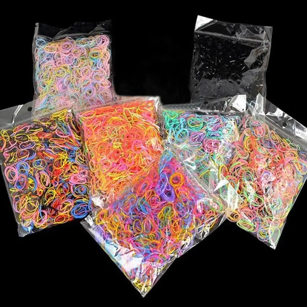 

Fashion About 1000Pcs/Bag Girls Mini Colorful Hair Rope Ponytail Holder Elastic Hair Bands Braids Plaits Hair Rope Wholesale