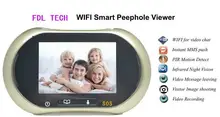 Freeship 3.7 “wifi cámara espectador de la puerta del timbre del peephole con motion sensor wifi inteligente mirilla de vídeo grabar sesión de foto