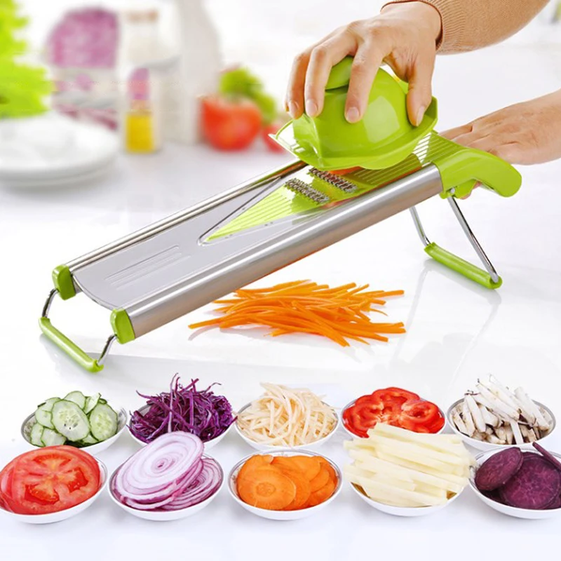 

Slicer Manual Vegetable Cutter Professional Grater Food Fruit Chopper Kitchen Gadgets With 5 Adjustable Stainless Steel Blads