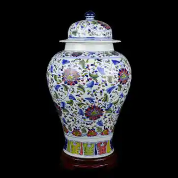 

Jingdezhen temple jar porcelain ceramic decoration jar Chinese Antique ginger jar vase for wedding