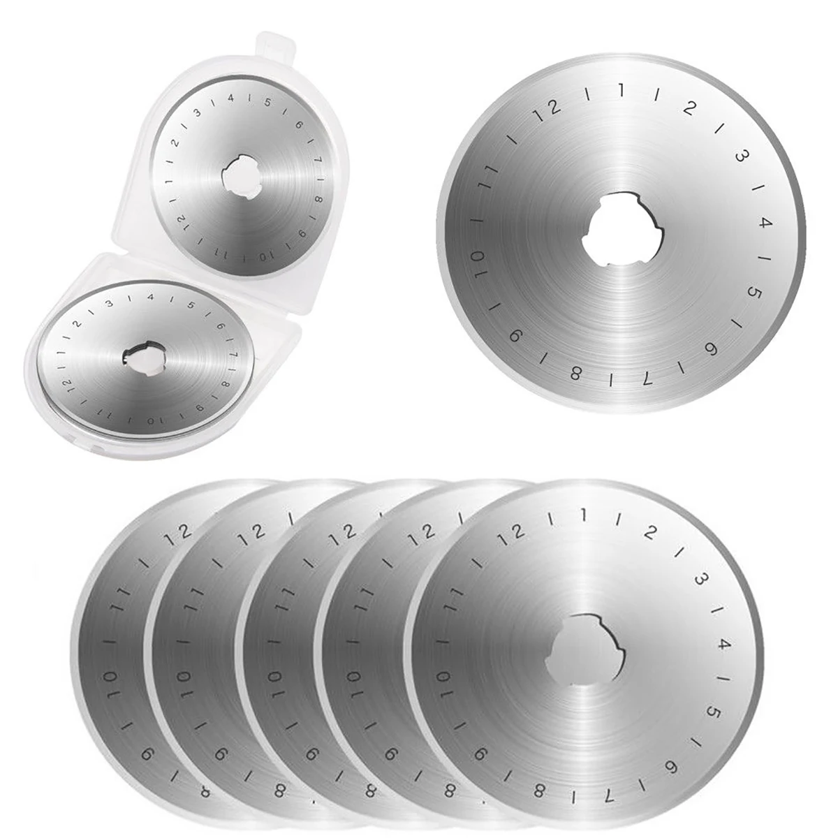 10pcs Mayitr 45mm Rotary Cutters Refill Blades Circular Craft Sewing Quilting Hand Tool for Fabric Paper Leather Plastic Cutting