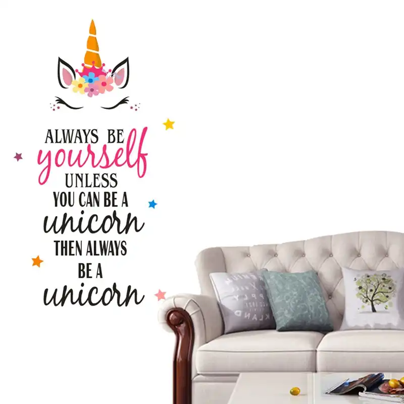 Always Be a Unicorn Quote Wall Sticker Vinyl Animal Wall Decal Girl's Room Decoration Unicorn ...