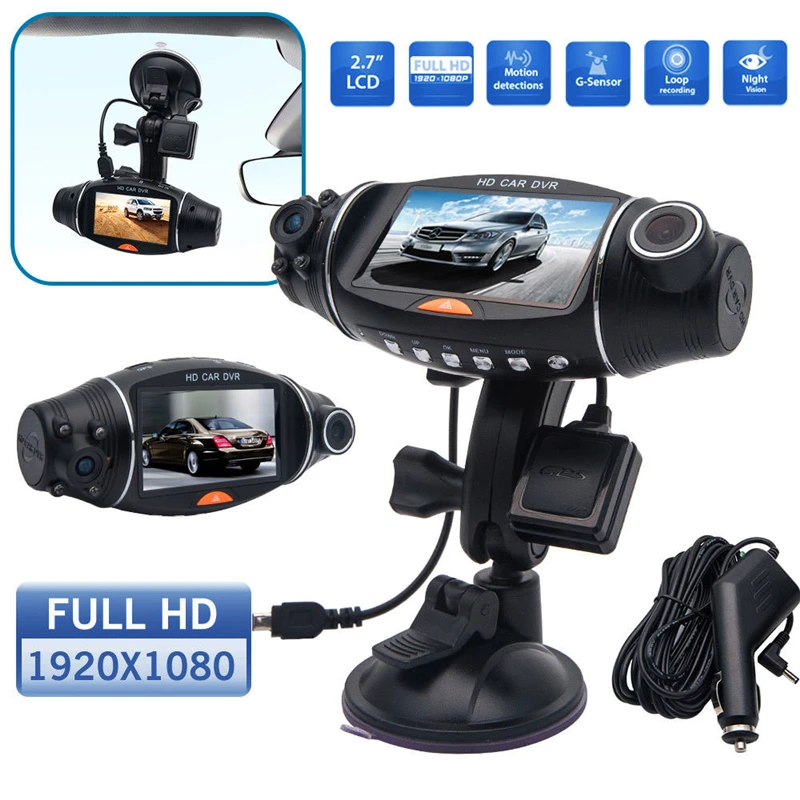 

2.7 inch R310 Dual Lens HD Car DVR Camera GPS IR 140 Degree Night Vision Rear View Auto Car Camera G-sensor Car Camera Recorder