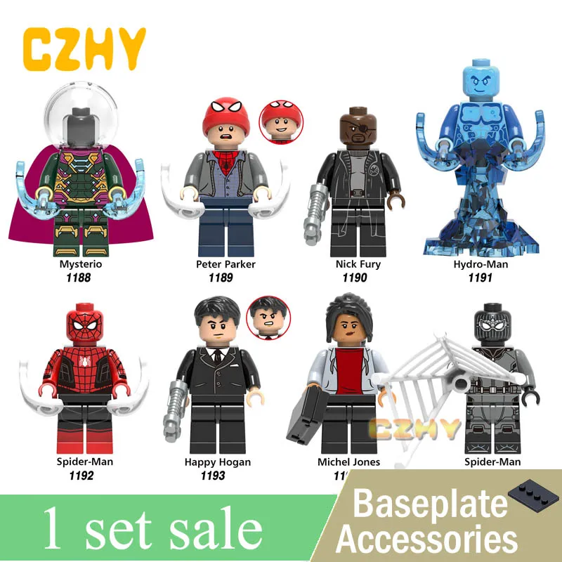 

X0249 Building Blocks Spiderman Movie Far From Home Bricks Hydro-Man Peter Parker Mysterio Nick Fury Figures For Children Toys