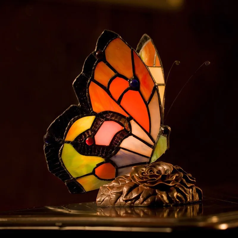 Art Deco Stained Glass Table Lamp Living Room Butterfly Tiffany Lamps Bedroom Studio Tiffany Butterfly Lamps