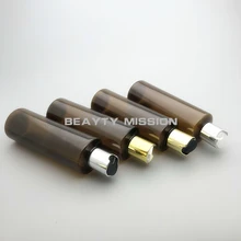BEAUTY MISSION 250 мл 24 шт/лот коричневый пустой пластиковый шампунь пэт бутылка с золотом/серебром верхняя крышка диска, крем/бутылка эфирного масла