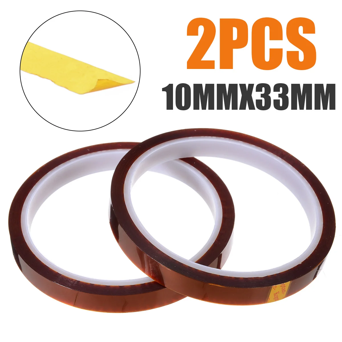 2Roll High Temperature Polyimide Tape Sublimation Heat-resistant Adhesive Tape 33m Long For Electronic Industry