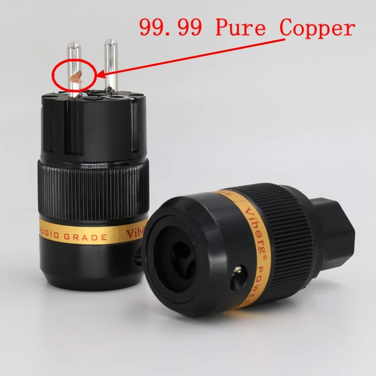 Plugue de Alimentação para Faça Cabo de Alimentação Ve501r + Vf501r Viborg Áudio Ródio Cobre Puro Chapeado Iec Conector ue Schuko Você Mesmo Elétrica 1xpair - Image 2