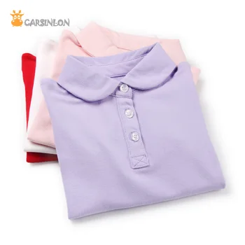 

New Arrival Summer Girls Polo Shirt Short Sleeve Peter-Pan collar Solid Thin Cotton Kids Tops Tees White Red Children Clothes