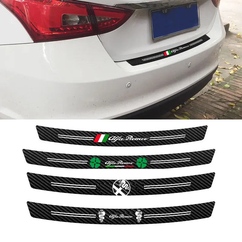 

New 3D 5D Carbon Fiber Car Rear Bumper Trunk Cover Trim Guard Plate Decal Sticker for alfa romeo Giulia ALFA GT