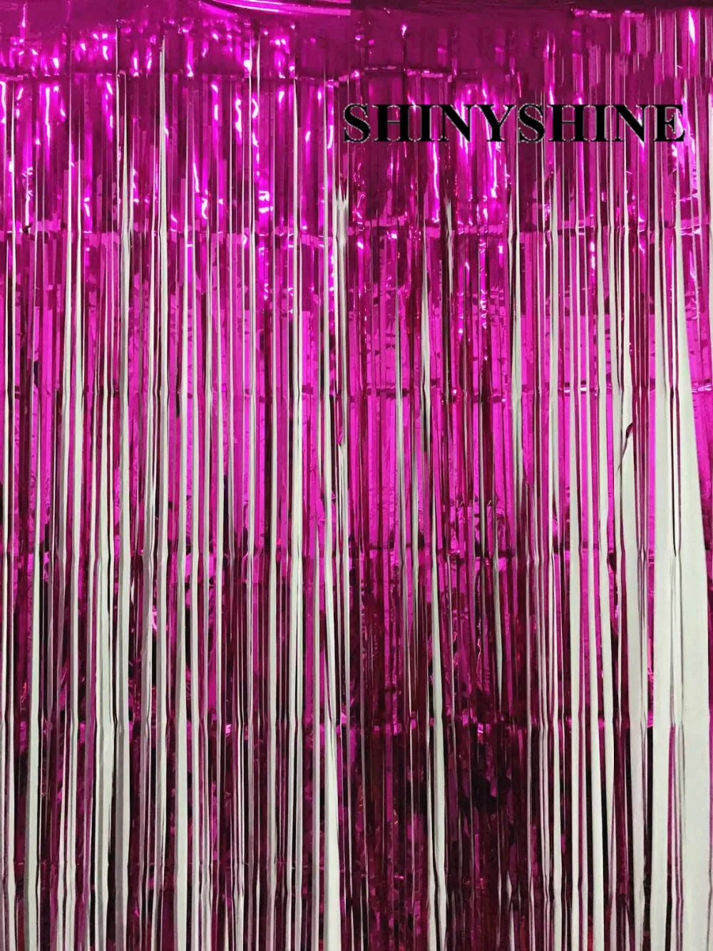 

Wedding Decorations Hot Pink Metallic Foil Fringe Shiny Rain Curtains Backdrop Background Photography