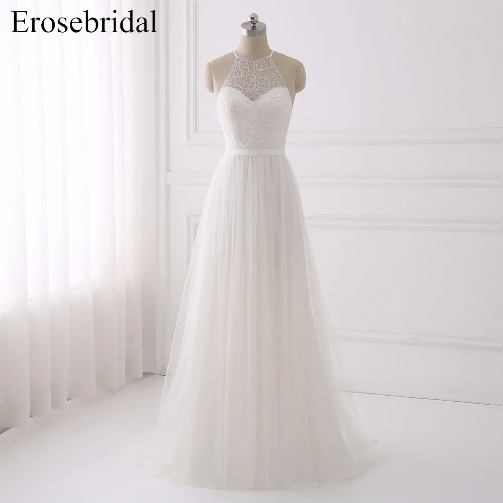 

2018 Bohemian Wedding Dress Lace Bridal Gown Erosebridal Beading Wedding Dresses Plus Size Button Back Vestido De Noiva RF-58