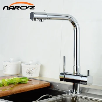 

NarcyzMultiple Choices Water Purifier Faucet Chrome Finish 360 Degree Rotating Dispenser Drink 3 Way Kitchen Faucet FilterXT-33