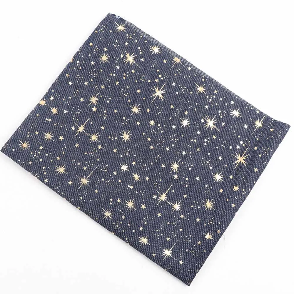 40 см* 50 см, мягкая хлопковая джинсовая ткань, в горошек, со звездами, из фольги, Лоскутная Ткань, материал, сделай сам, детская одежда, юбка, швейное одеяло, ткань для сумки - Цвет: deep blue starry sky