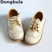 2019Spring New Genuine Leather Children's Shoes For Boys Girls Lace Up Flat Casual Shoes Breathable Non-slip Baby Toddler Shoes