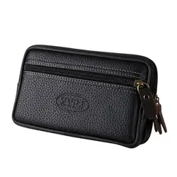 2018 тонкий винтажный мужской однотонный кожаный мужской черный кошелек для монет сумка для телефона клатч поясная сумка carteira masculina