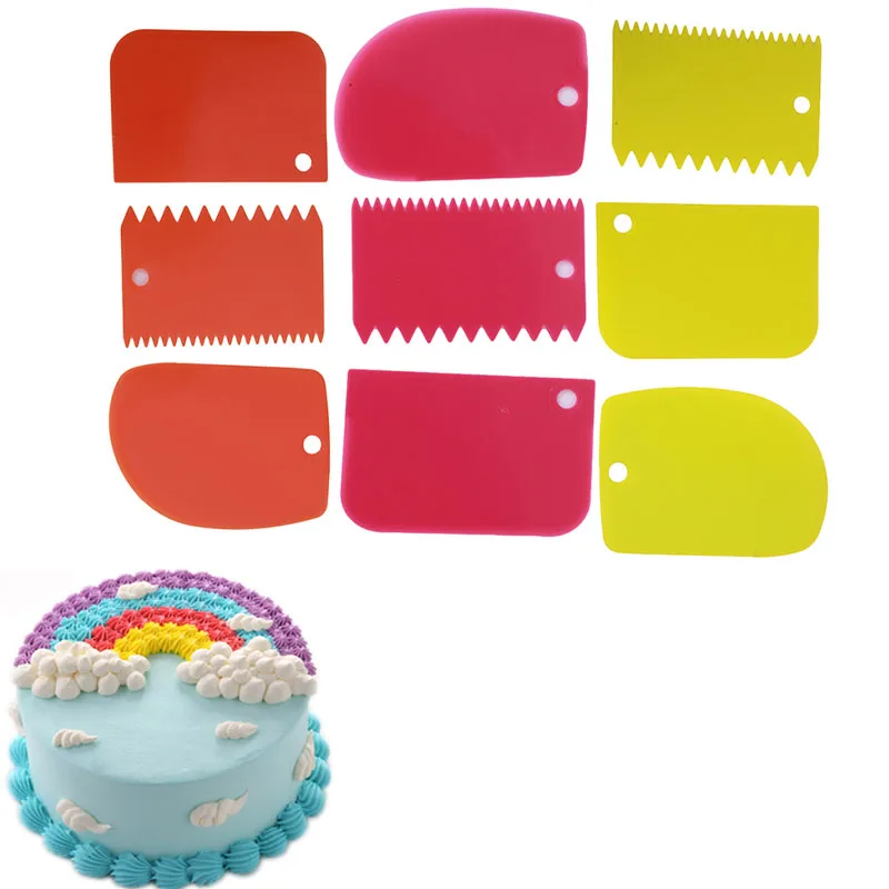 3Pcs Plastic Dough Icing Fondant Scraper Cake Decorating Baking Pastry
