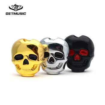 

6pcs Plastic Skull Head Shape Guitar Tuning Peg Tuner Machine Head Replacement Button knob Handle Black/Chrome/Gold