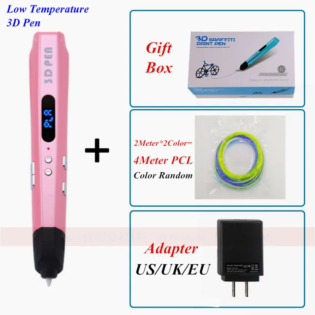 Best Offers Free Shipping Low Temperature 3D Printing Pen Intelligent 3D Doodler Pen 3D Pens Creative  Imagination 1.75mm PCL Filament