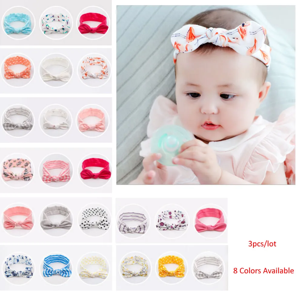 

Baby Accessories Hair Set 3pcs/set Flower lovely girls kids headband colorful gifts for Children Tuban Bow Knot Headwrap