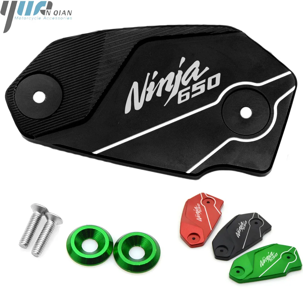 For Kawasaki Ninja 650 Ninja650 Motorcycle Cylinder Fluid Reservoir Cover Cap CNC Aluminum Ninja 650 LOGO Motorbike Accessories