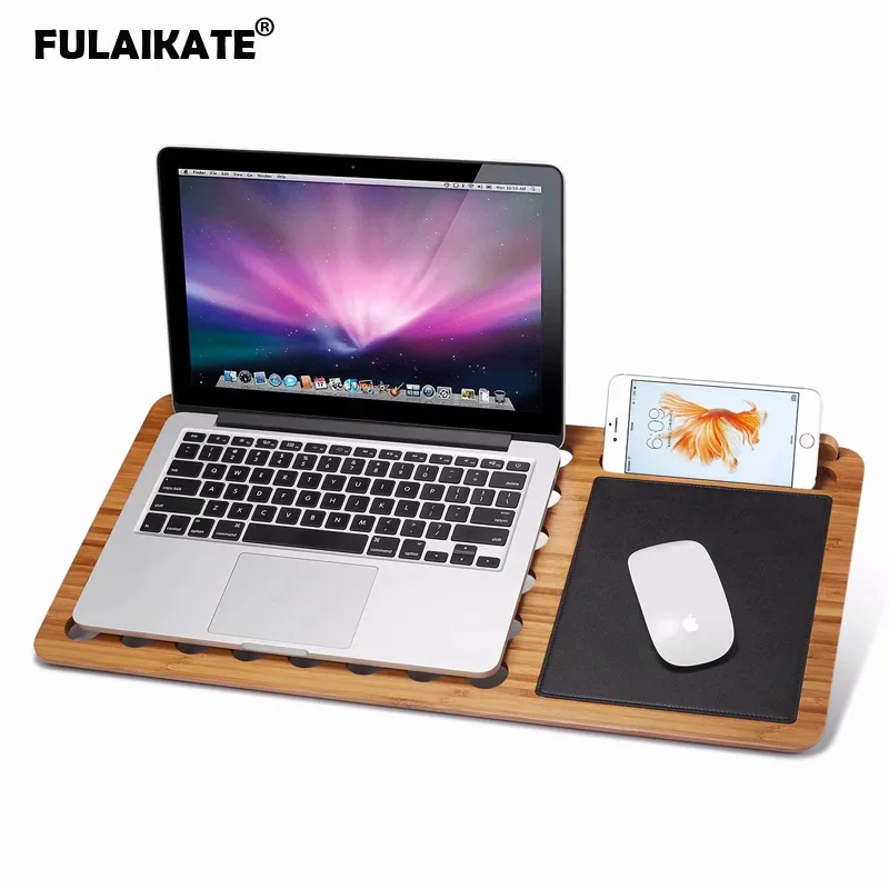 FULAIKATE бамбуковая подставка для ноутбука iPad планшета ПК держатель с зоной мыши