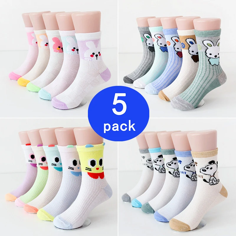 

5Pair/lot Soft Cotton Kids Socks Baby Mesh Breathable Cartoon Boys Girls Sock Autumn Winter for Children Gifts Toddler Clothes