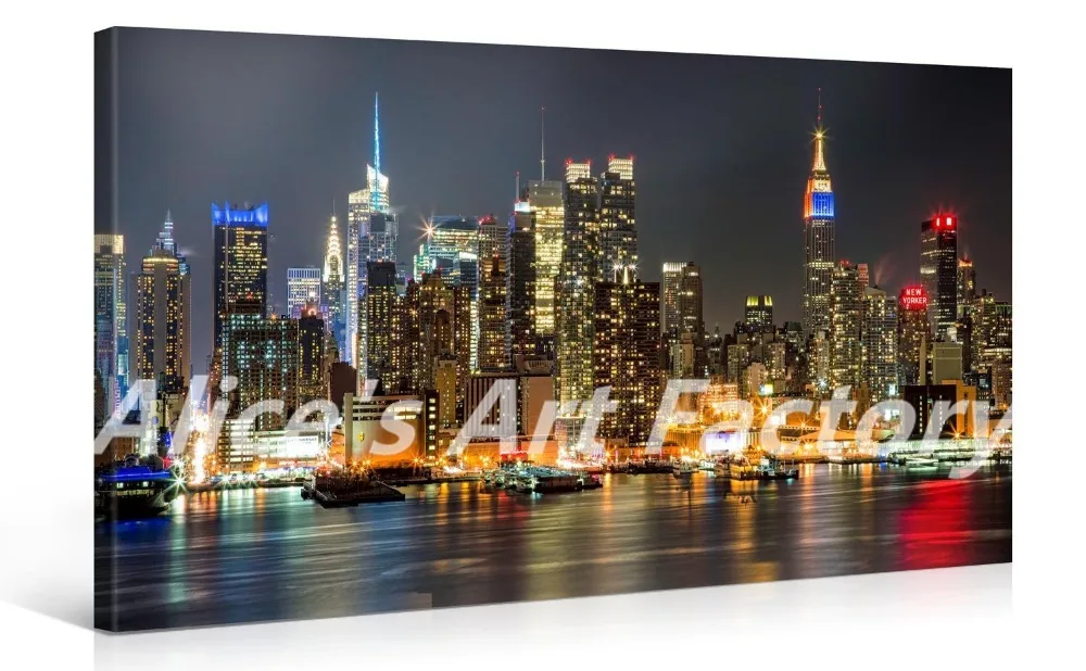 Canvas Art Print 40x20 inch Large New York Cityscape Wall Art Deco