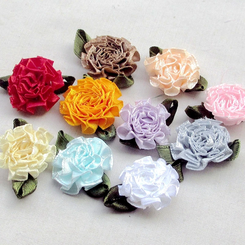 

20pcs Satin Ribbon Bows Flowers Carnation Appliques sewing/craft/wedding lots