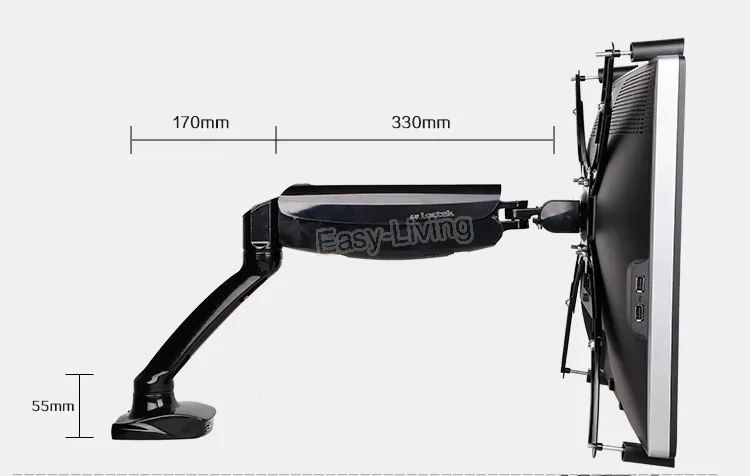 Suporte + Adaptador de Extensão Vesa para Nenhum Furo de Montagem Braço de Gás com Porta Movimento Completo Desktop -27 Monitor Montagem Usb D5v 10 - Imagem 2