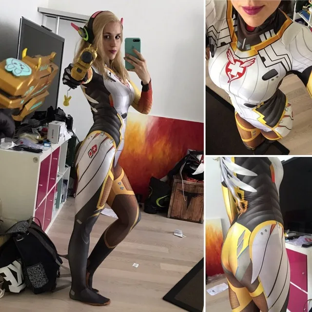 

Wonder woman cosplay costume Mercy DVa Suit Mercy Suit D.VA skin concept Mercy Costume Halloween Mercy
