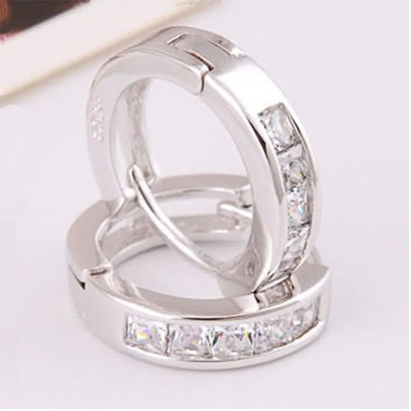

SUSENSTONE Hoop Earrings New Fashion Pendientes Aros Silvering Earring Plated Small Round Huggie Beautiful Earrings For Women#15