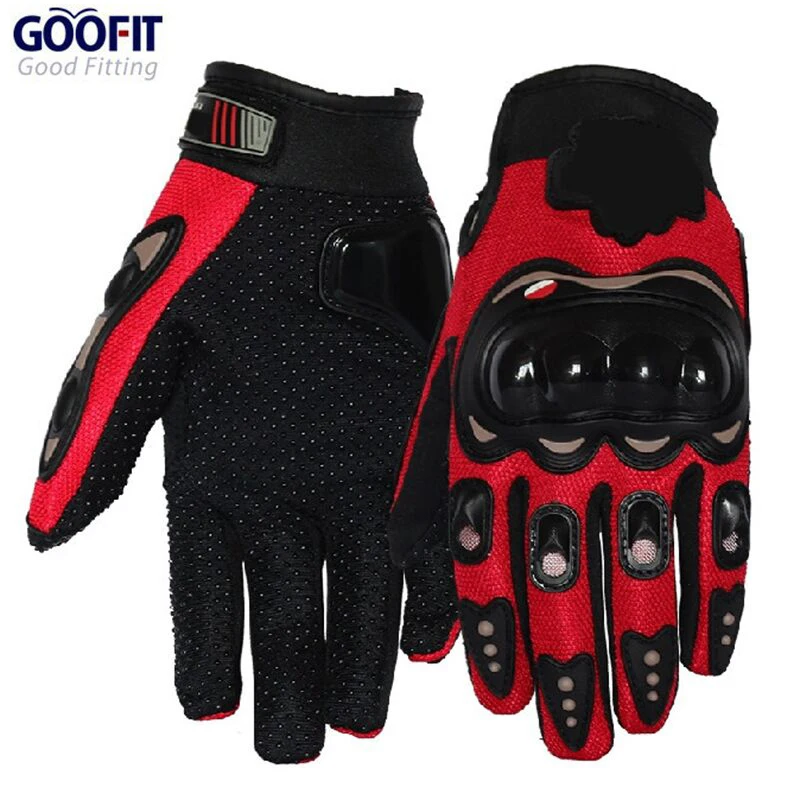 GOOFIT Full Finger Red Sports Motorcycle Gloves Bicycle Breathable Mesh Fabric Slip Motorbike Racing Motocross Leather MCS-01D GOOFIT Full Finger Red Sports Motorcycle Gloves Bicycle Breathable Mesh Fabric Slip Motorbike Racing Motocross Leather MCS-01D
