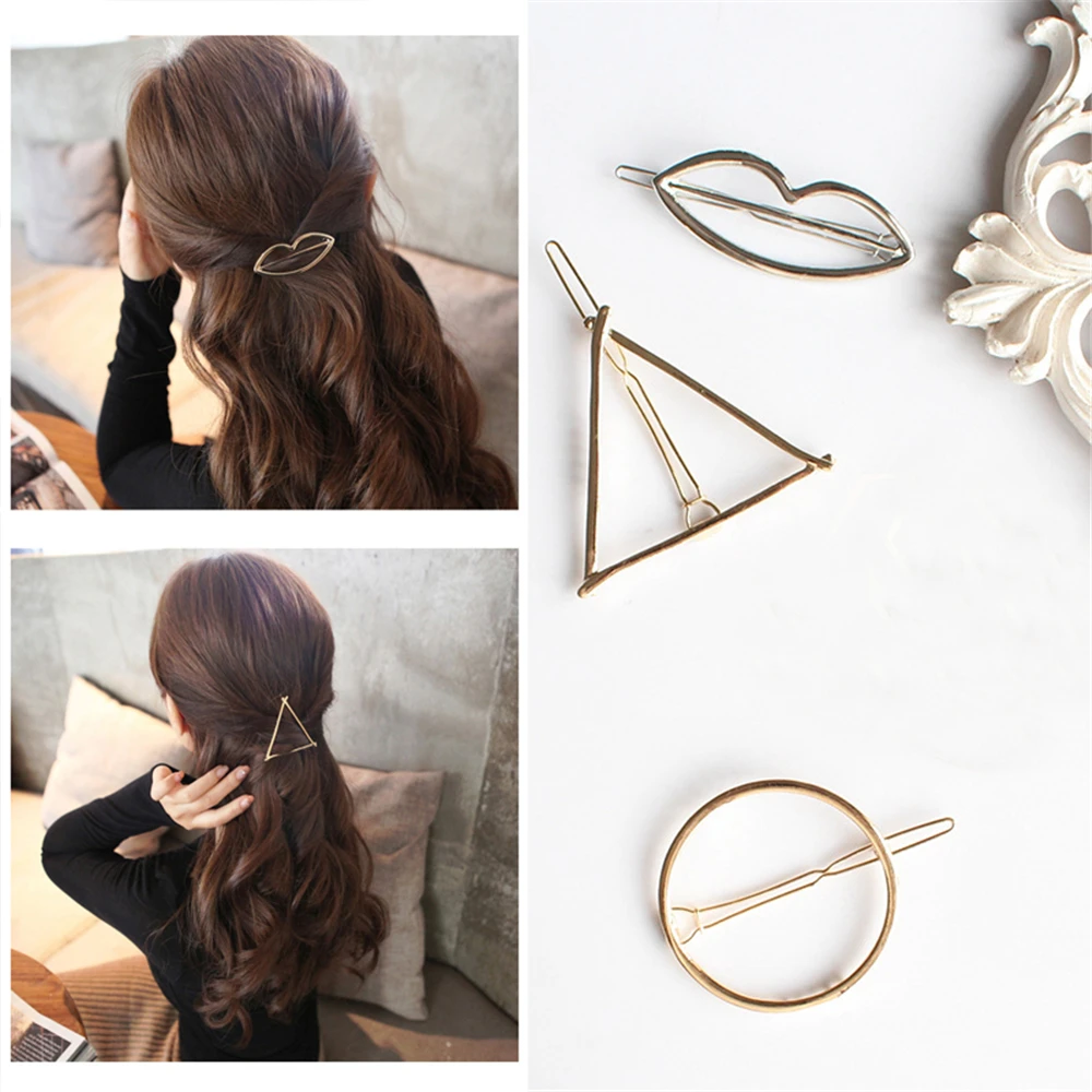 Elegant Women Korean Simple Design Hair Clips Minimalist Dainty Gold
