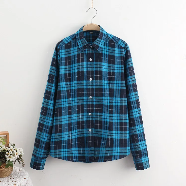 2017 Brand New Fashion Plaid Shirt Female Casual Style Women Blouses Long Sleeve Flannel Shirt Plus Size Cotton Blusas Tops 5XL 33