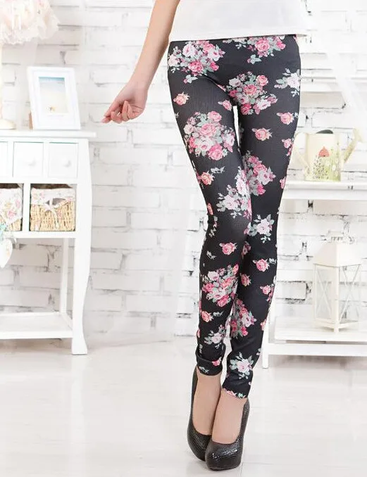 50 шт./партия Federal Express быстро корейский стиль легинс имитирующие джинсы розовые женские леггинсы ботильоны тонкие формирующие легинсы