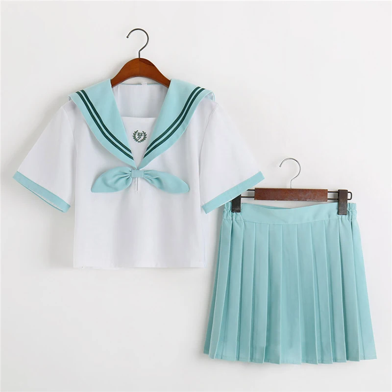 

UPHYD School Uniform Preppy Style Pink Or Mint Green Green Anime School Uniform Cosplay Costumes Plus Size S-XXL