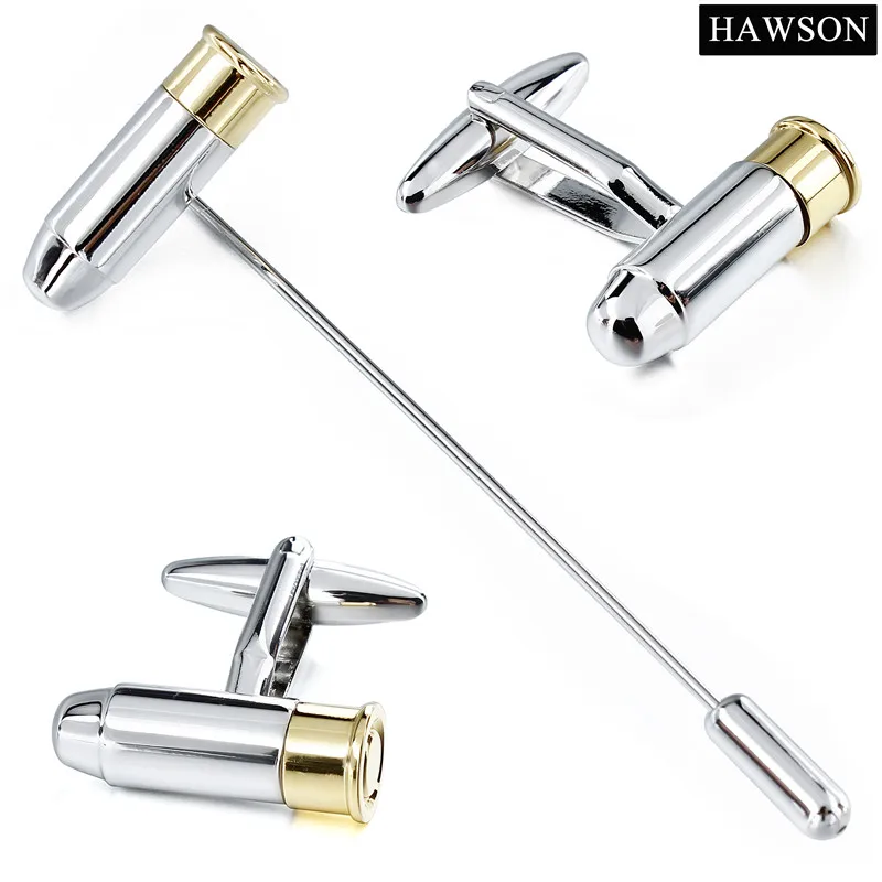 

Men's Gift Bullet Cufflinks Long Brooch Pin Needle Copper Material Novelty Cuff links Man Shirt Jewelry