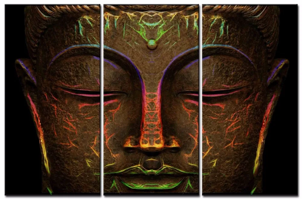 3 Piece Canvas Art Printing Photo Beautiful Buddha Painting Custom