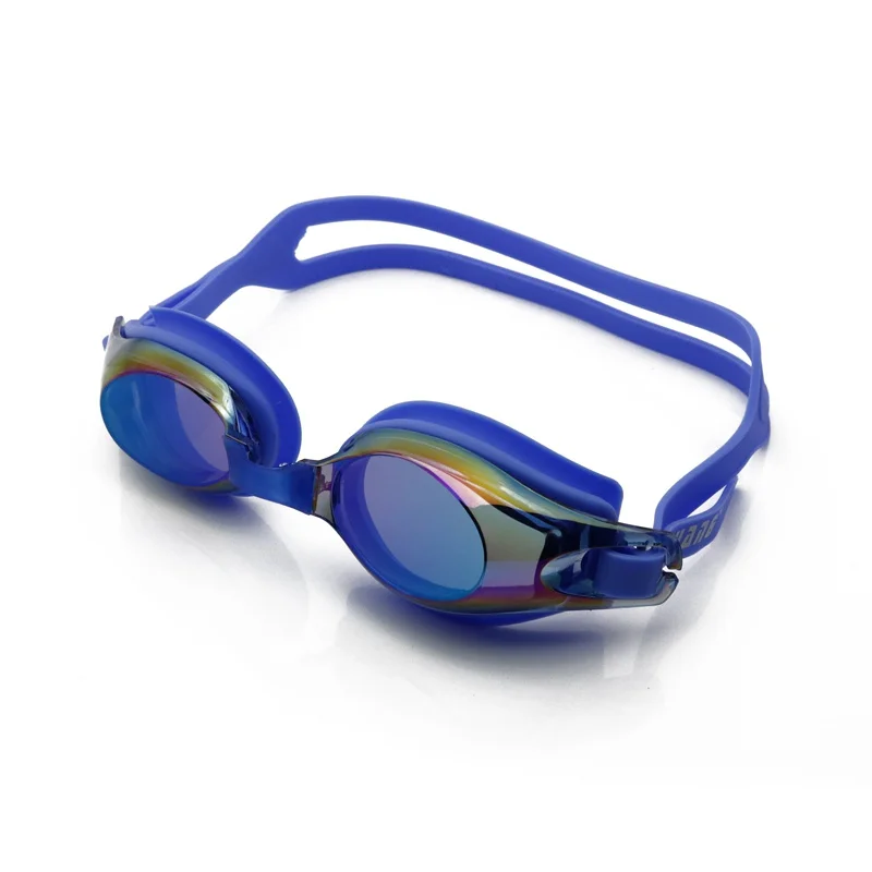 Красочные Плакированные очки для плавания с коробкой Анти-туман УФ Защита плавательные очки Водонепроницаемые силиконовые очки для взрослых - Цвет: Dark Blue