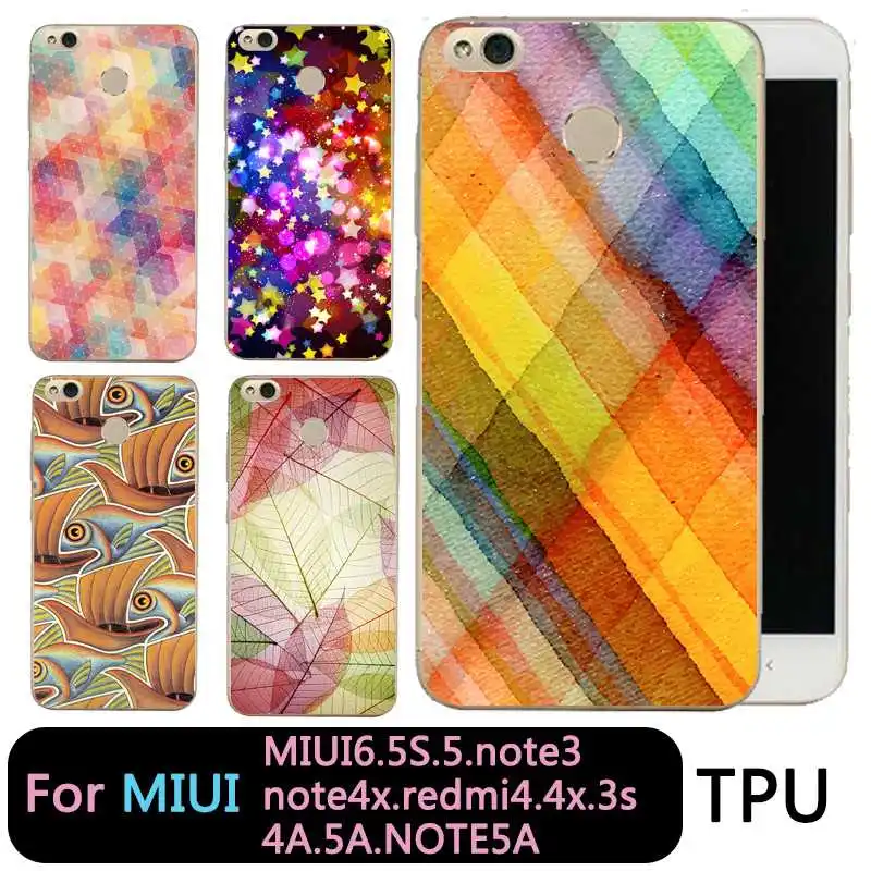 QMSWEI Clear Phone Case For Mi 6 5 5s note3 Redmi note4x 4x 3s 5a 4a note5a Leaf Star Fish Printed Protective Soft Cover |