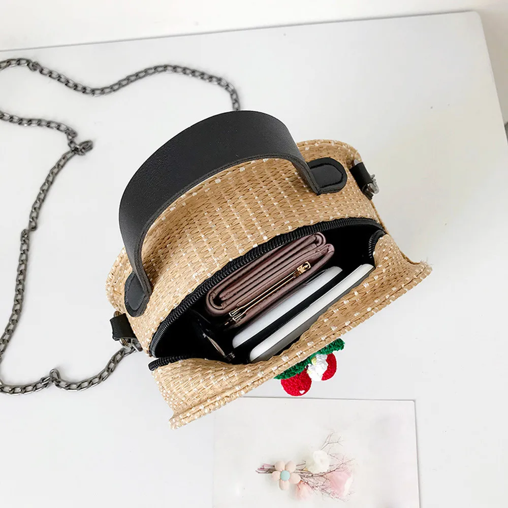 Womens Bag Vintage Crossbody Simple Weave Round Tote Handbags Shoulder taschen women ladies bags sac bandouliere femme